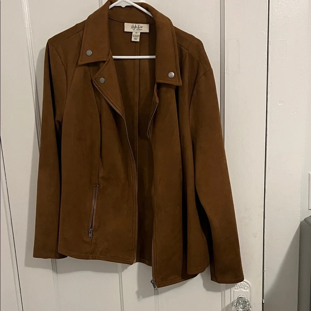 Style & Co. Tan Leather Jacket - Picture 1 of 2